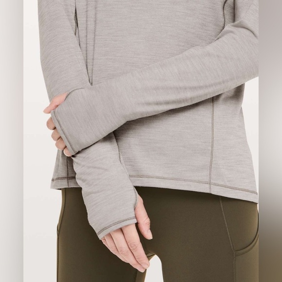 Lululemon Sweat Embrace Long Sleeve, Heathered Dark Chrome, Size 8 - Picture 5 of 11
